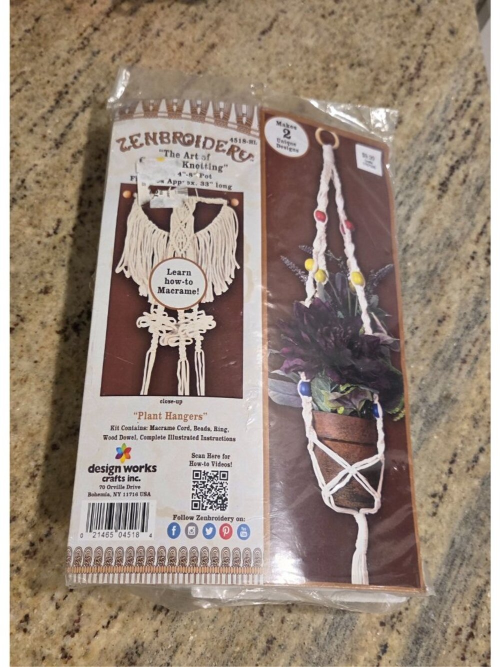 New! Zenbroidery Macrame Plant Holders 2 Designs Beads